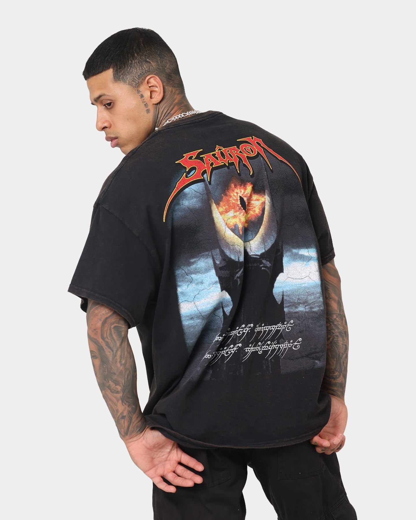 73Studio X The Lord Of The Rings Sauron Vintage T-Shirt Black Wash