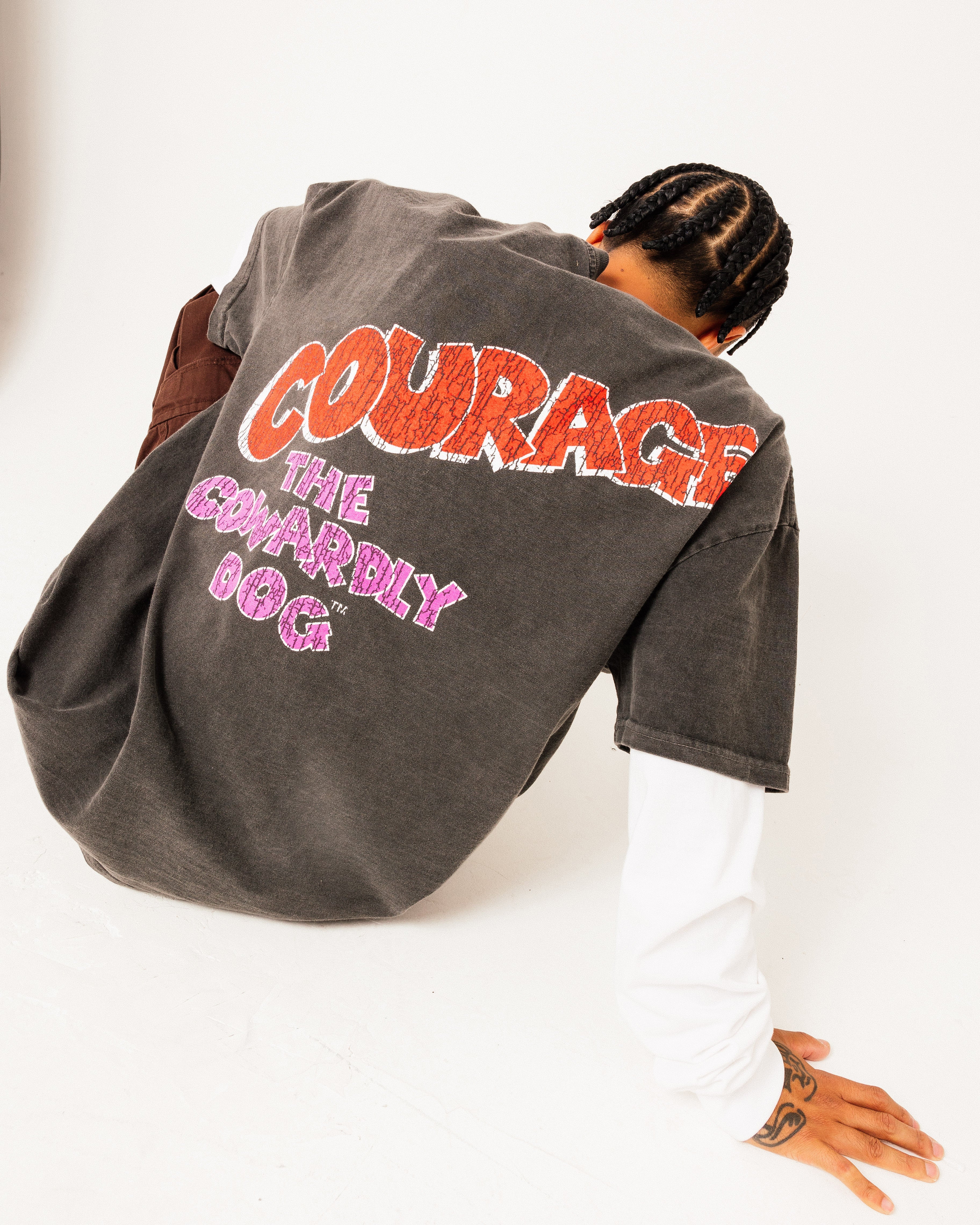73Studio X Cartoon Network Courage Heavyweight T-Shirt Black Wash