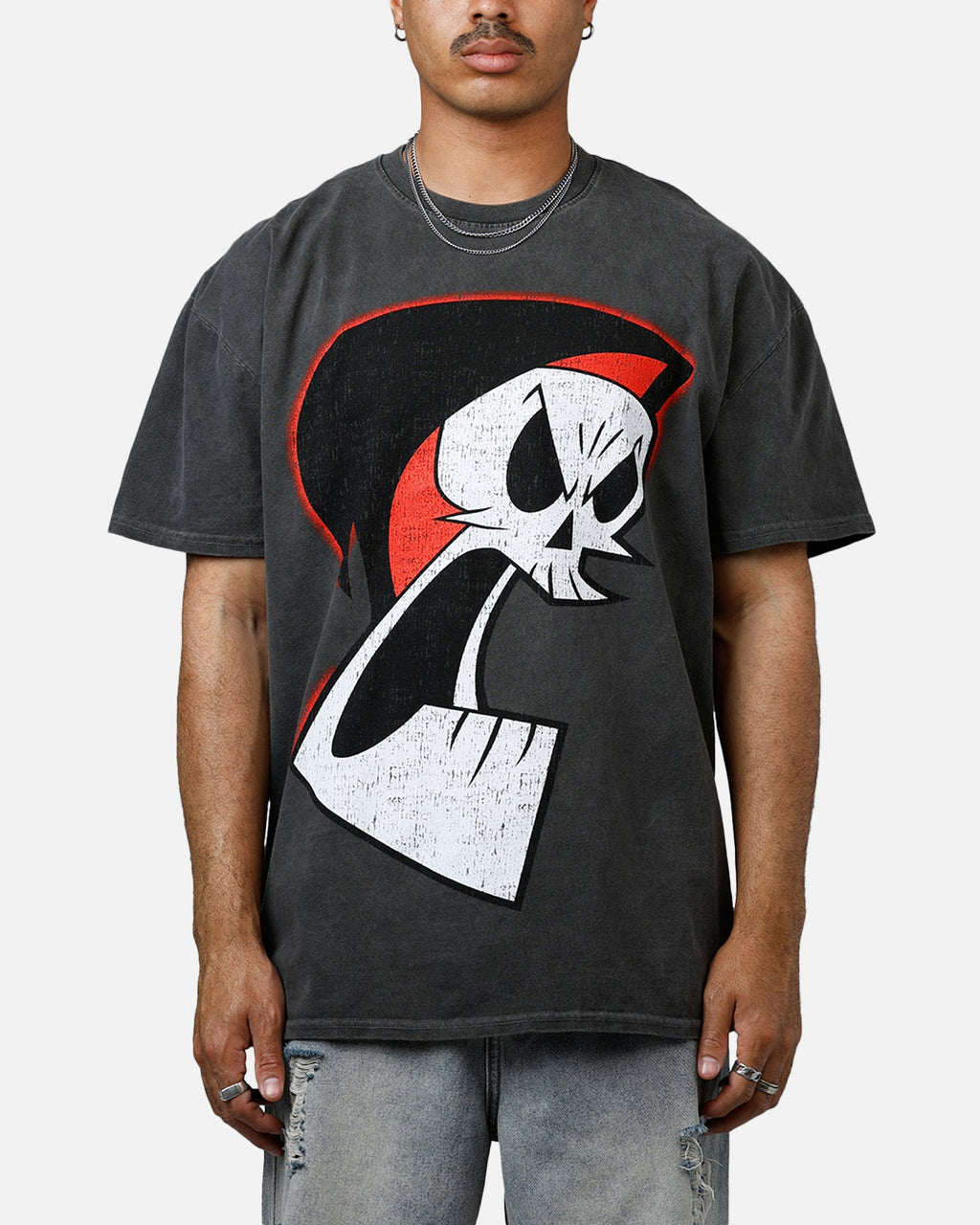 73Studio X Cartoon Network Grim Heavyweight Vintage T-Shirt Black Wash