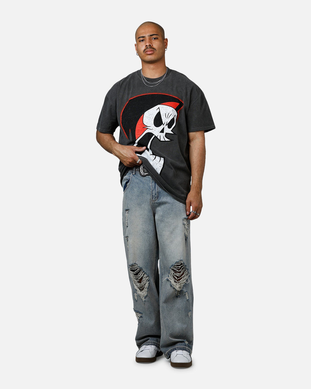 73Studio X Cartoon Network Grim Heavyweight Vintage T-Shirt Black Wash