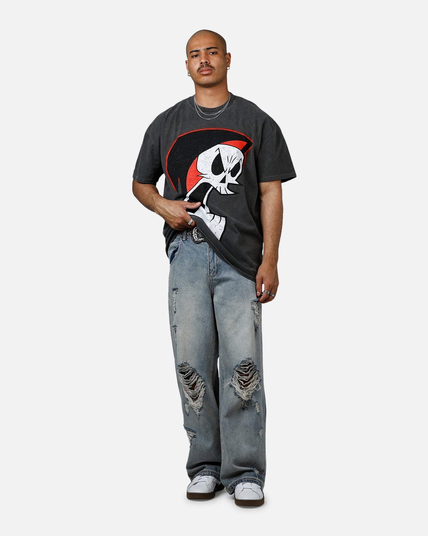 73Studio X Cartoon Network Grim Heavyweight Vintage T-Shirt Black Wash