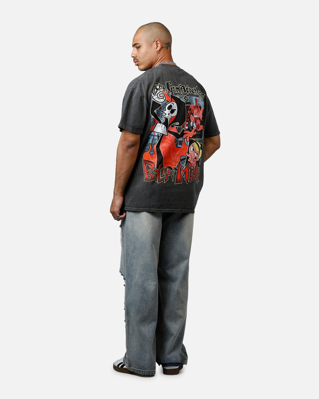73Studio X Cartoon Network Grim Heavyweight Vintage T-Shirt Black Wash