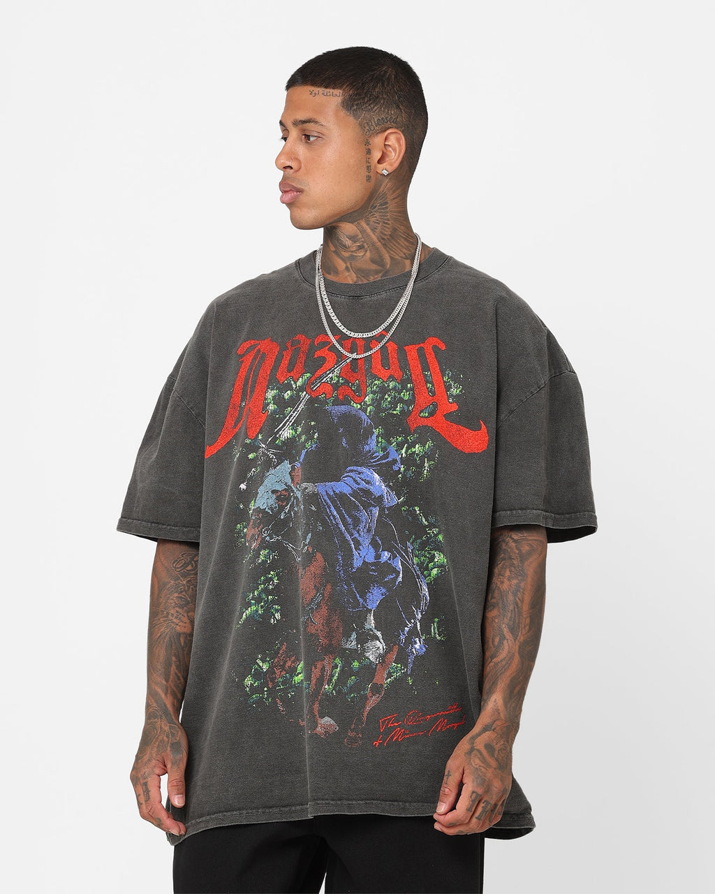 73Studio X The Lord Of The Rings Nazgul Heavyweight Vintage T-Shirt Black Wash
