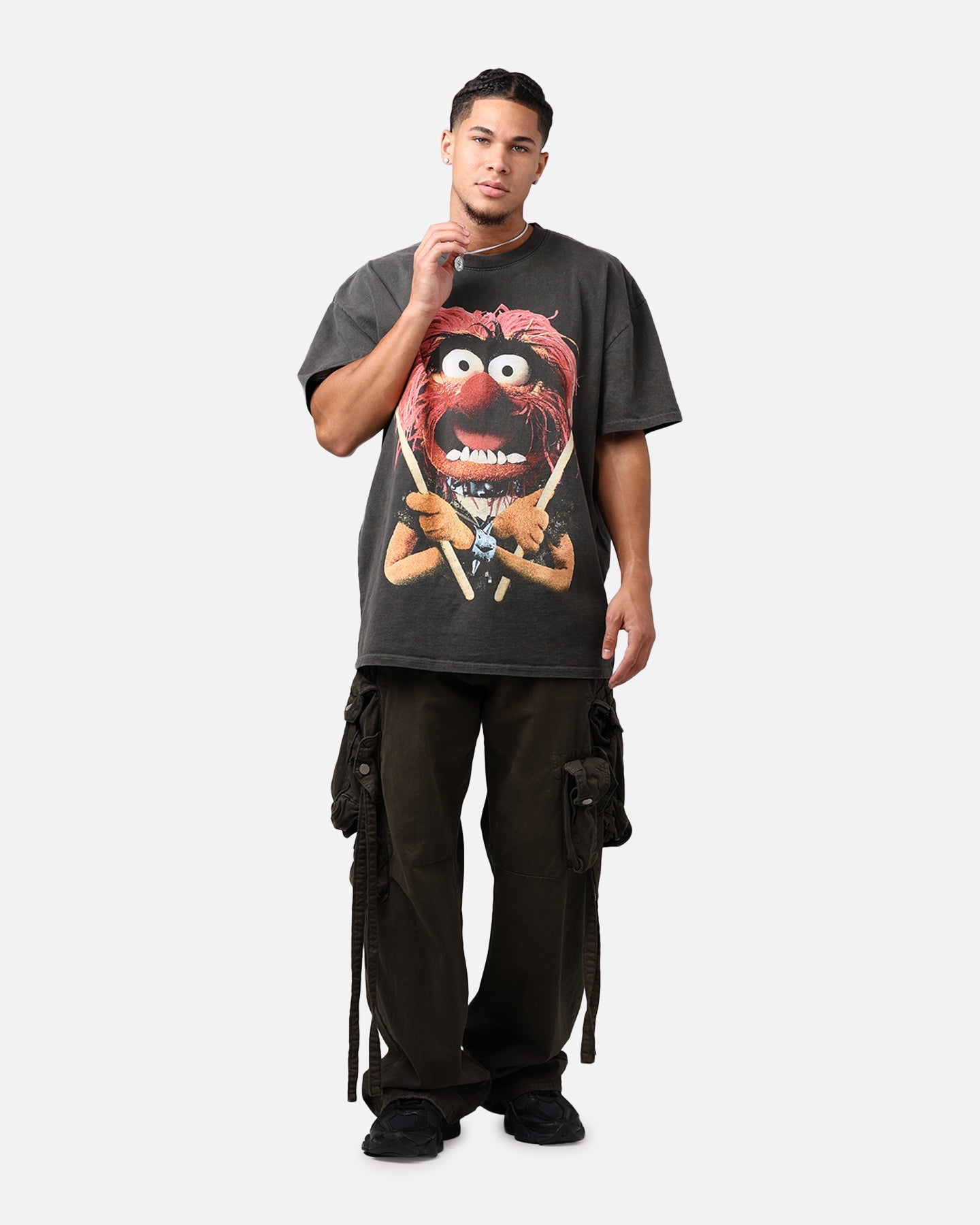 73Studio Disney The Muppets Animal Heavyweight T-Shirt Black Wash