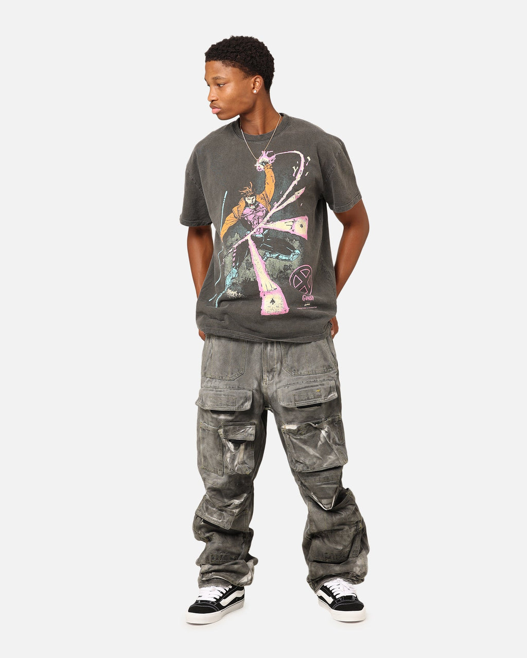 Marvel X-Men Gambit Heavyweight T-Shirt Black Wash
