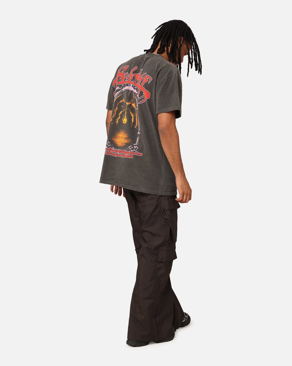 73Studio X Lord Of The Rings Balrog Heavyweight T-Shirt Black Wash