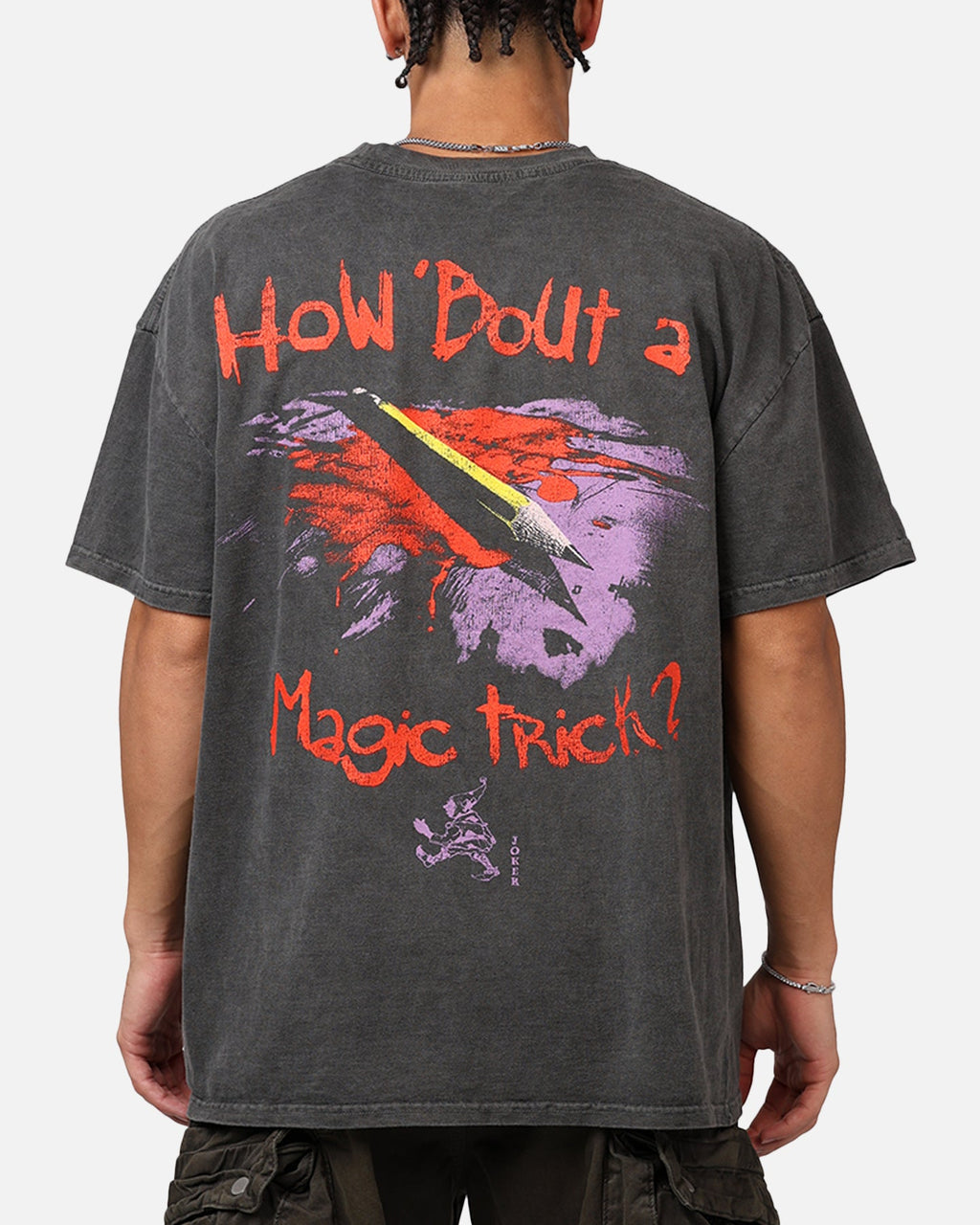 73Studio X DC Batman The Joker Magic Trick Heavyweight T-Shirt Black Wash
