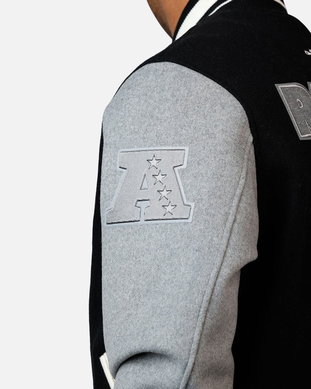Pro Standard Las Vegas Raiders Reverse French Terry Wool Varsity Jacket Black/Grey