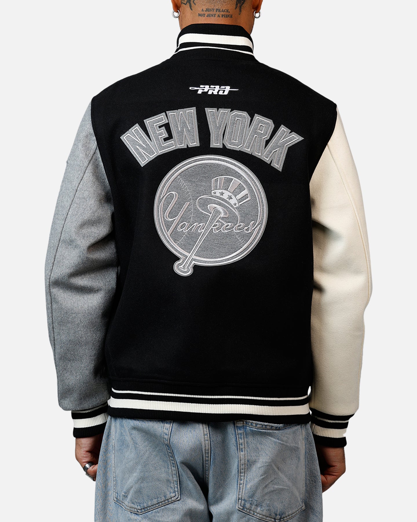Pro Standard New York Yankees Reverse French Terry Wool Varsity Jacket Black/Grey