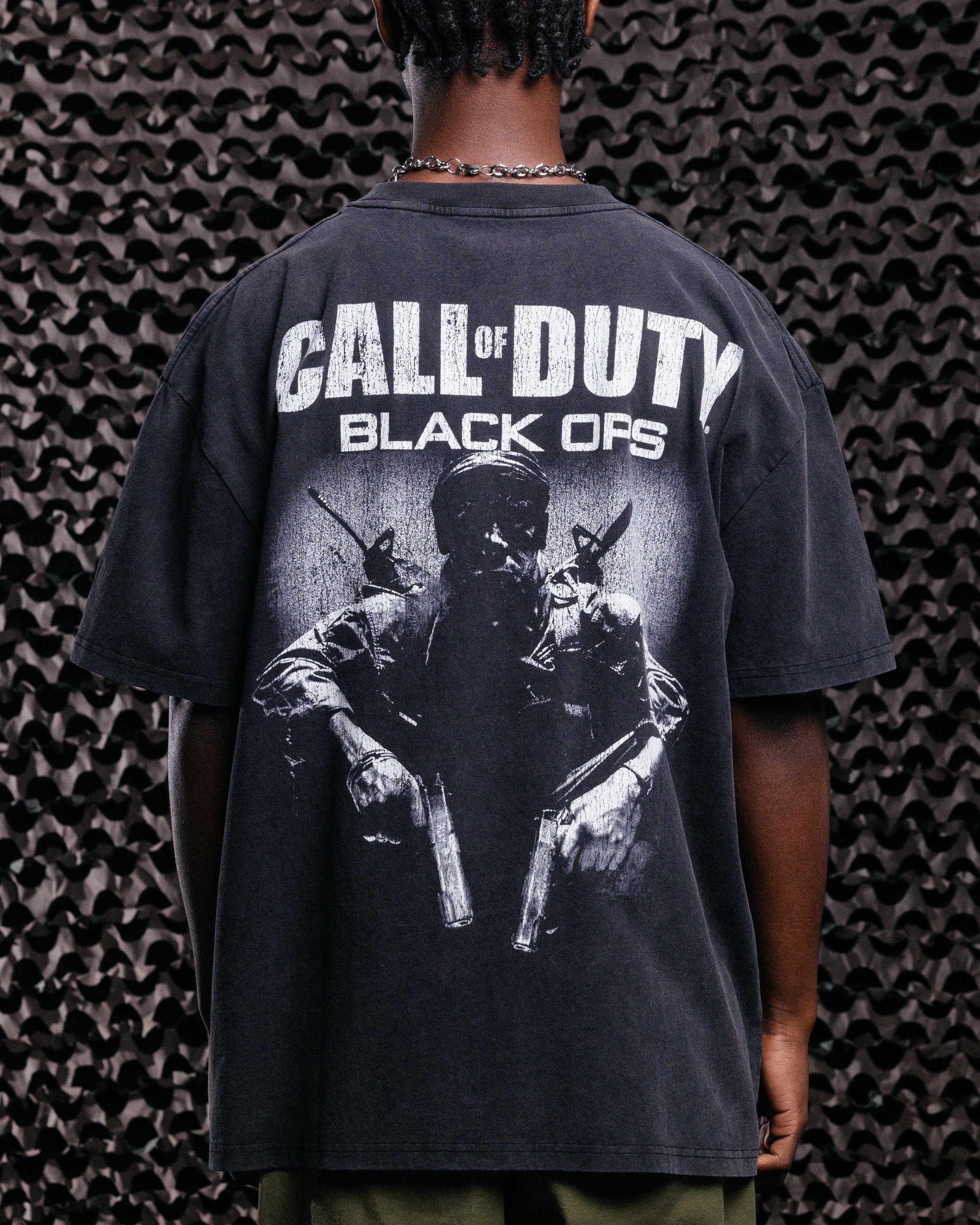 73Studio X Call Of Duty Black Ops Vintage T-Shirt Black Acidwash