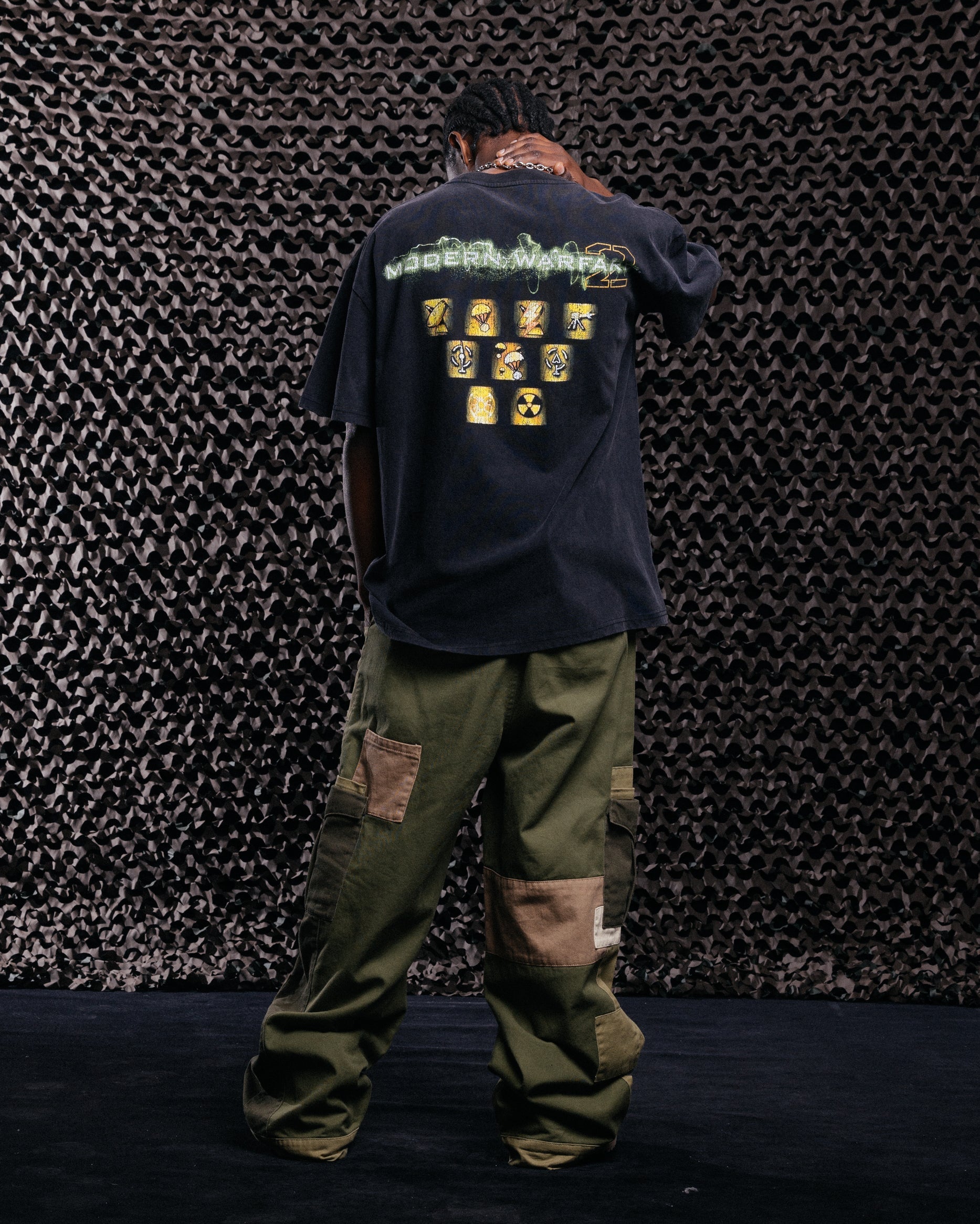 73Studio X Call Of Duty Modern Warfare 25 Streak Vintage T-Shirt Black Acidwash