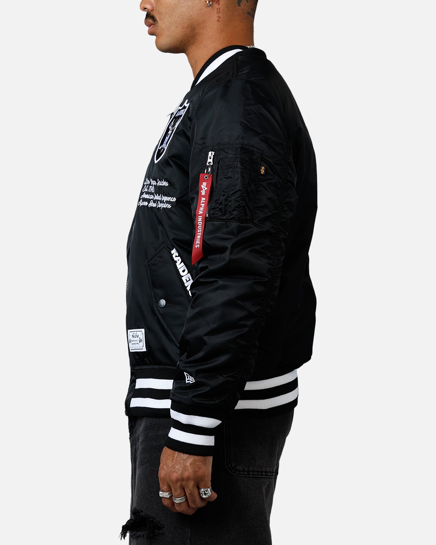 New Era X Alpha Series X NFL Las Vegas Raiders MA-1 Bomber Jacket Black