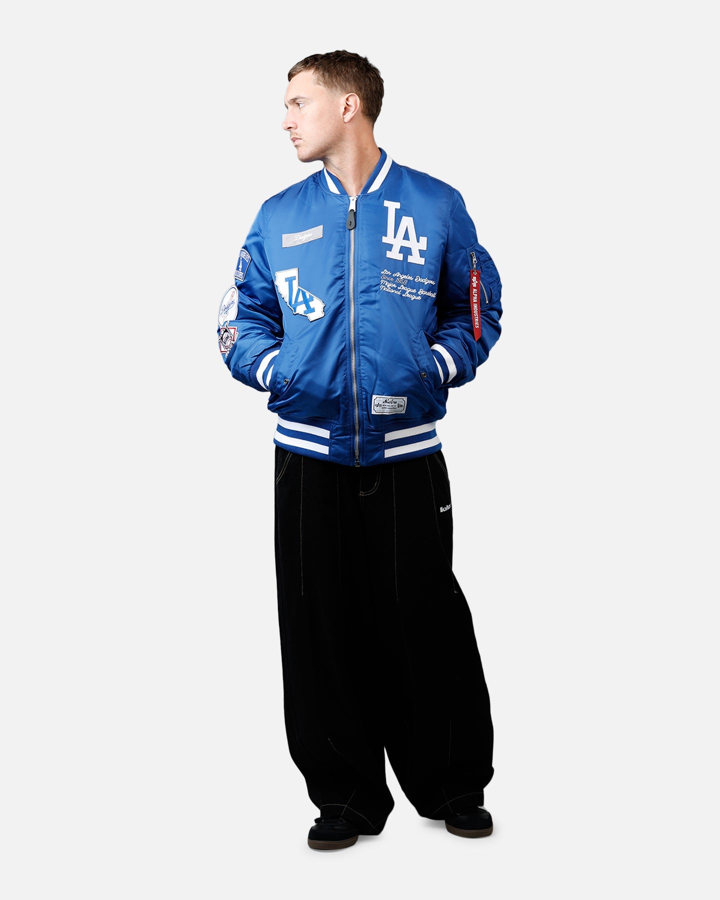 New Era X Alpha Series X MLB Los Angeles Dodgers MA-1 Bomber Jacket Dark Royal