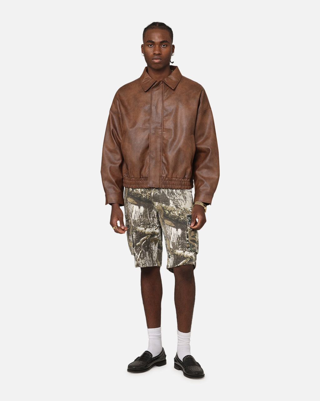 XXIII Vegan Leather Flight Jacket Brown