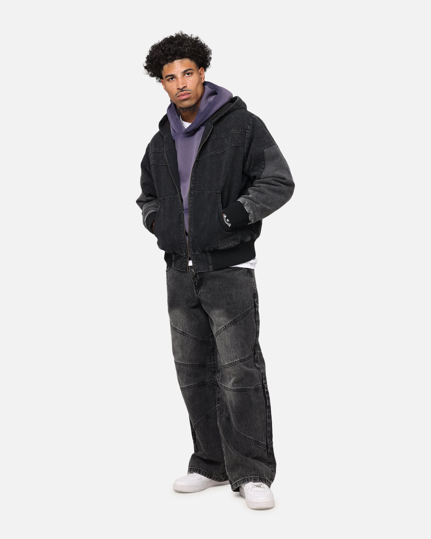 Saint Morta Hooded Workwear Jacket Black/Grey
