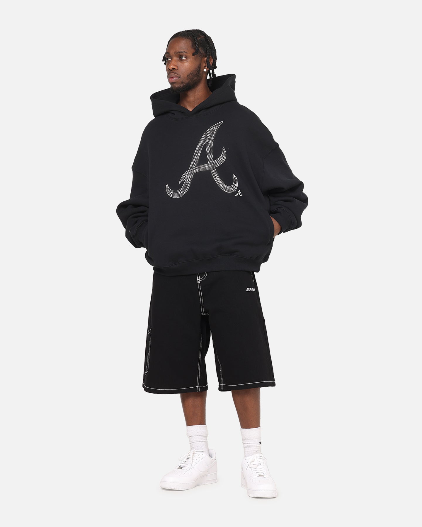 Mitchell & Ness Atlanta Braves Rhinestone Hoodie Faded Black