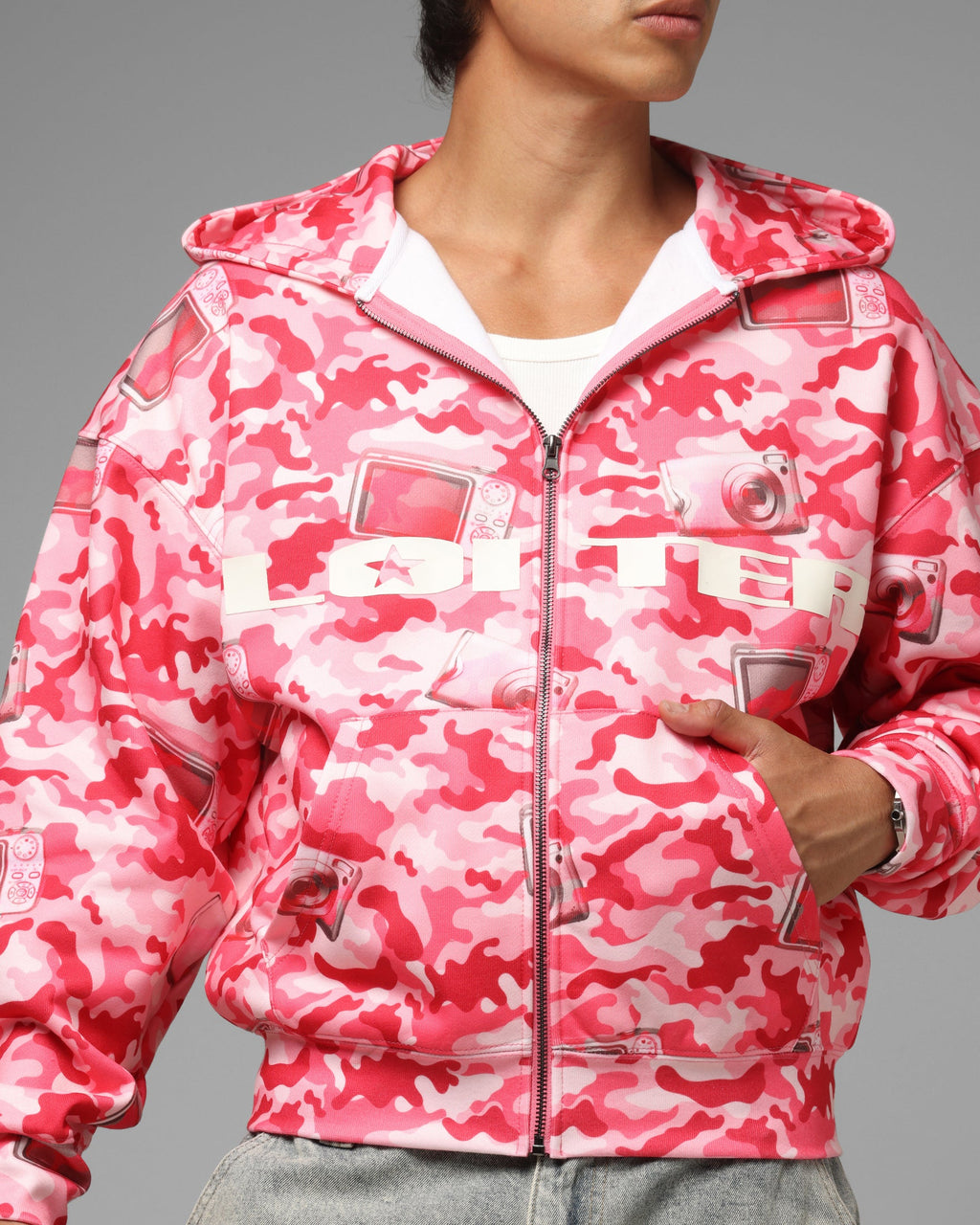 Loiter Digi Camo Zip Hoodie Pink Camo