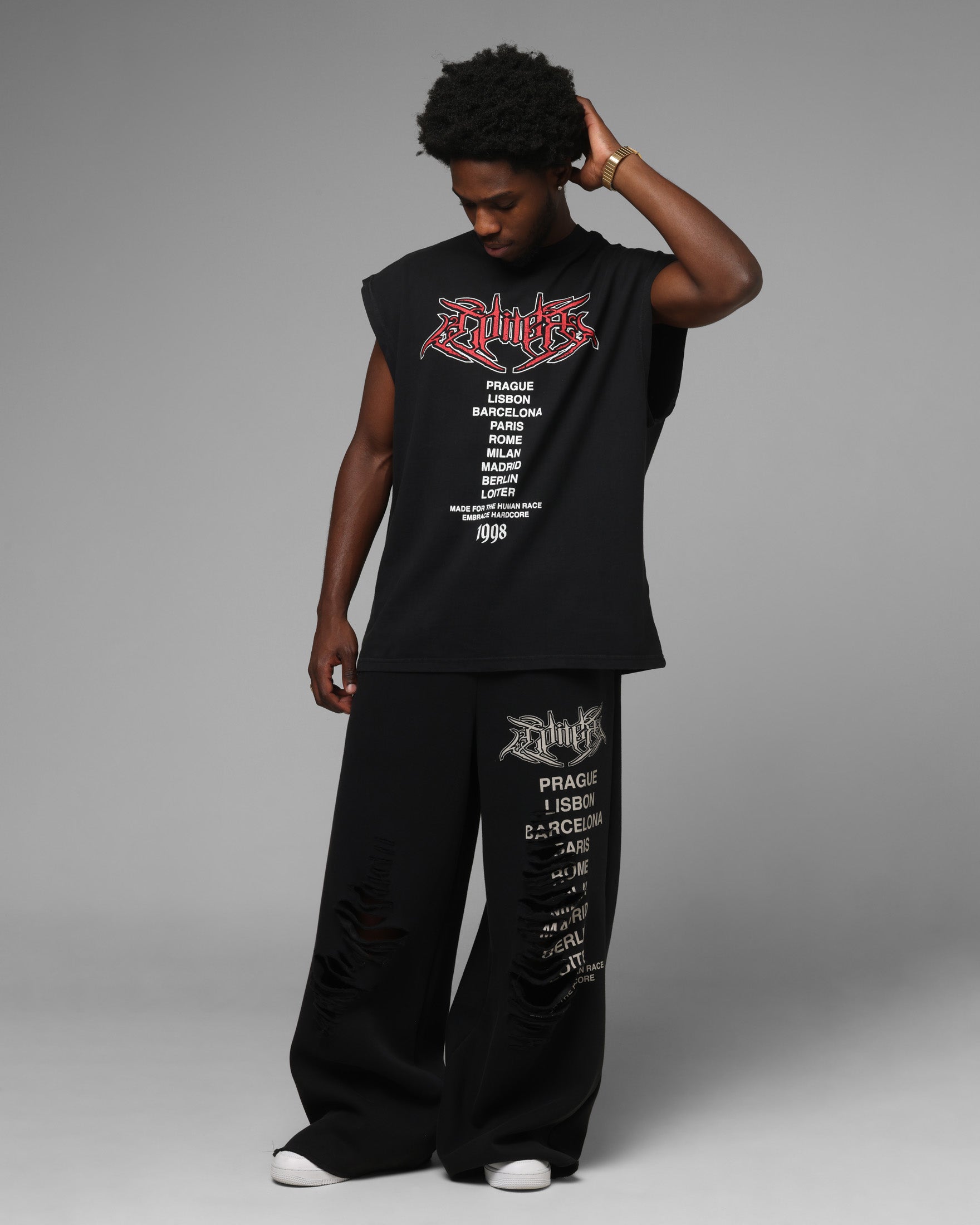Loiter Hardcore Muscle T-Shirt Washed Black