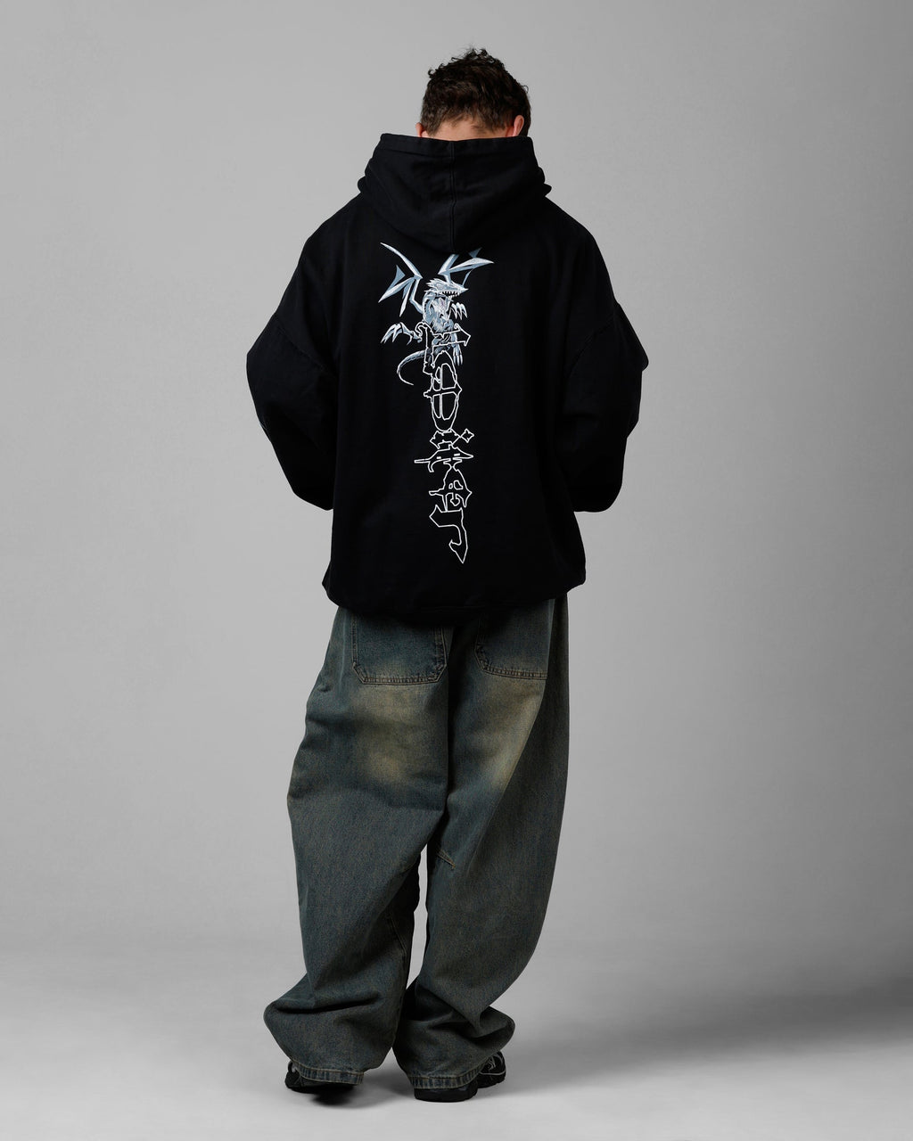 Loiter X Yu-Gi-Oh! Kaiba Blue Eyes Hoodie Black