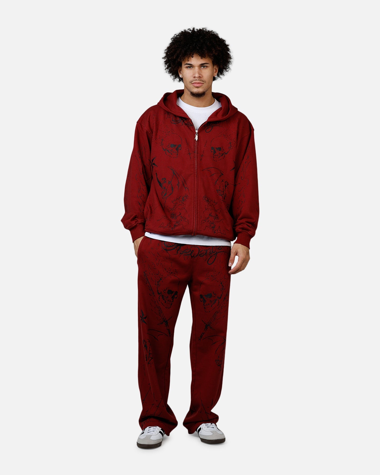 Revenge Tattoo Zip Hoodie Red