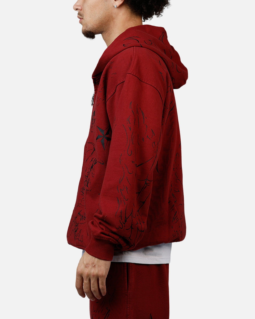 Revenge Tattoo Zip Hoodie Red