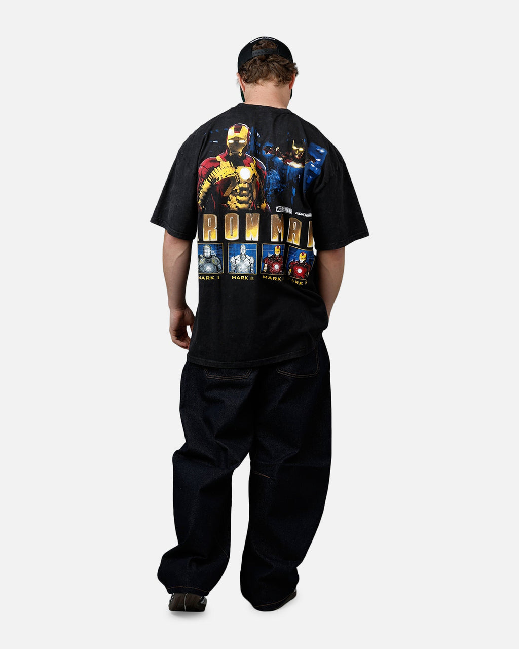 73Studio Marvel Iron Man T-Shirt Black Acidwash
