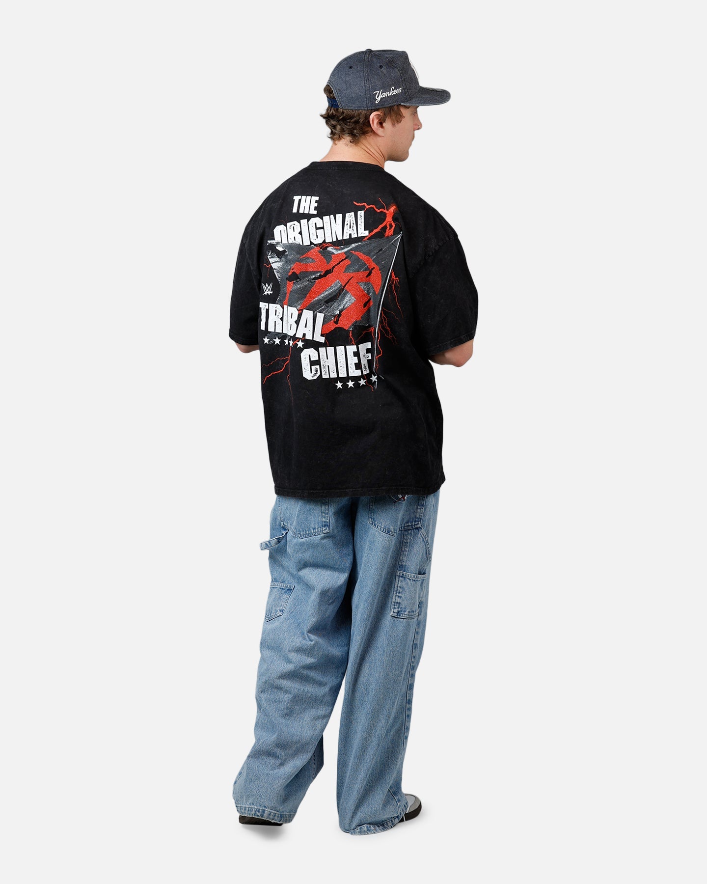 73Studio X WWE Wrestlemania 42 Roman Reigns T-Shirt Black Acidwash