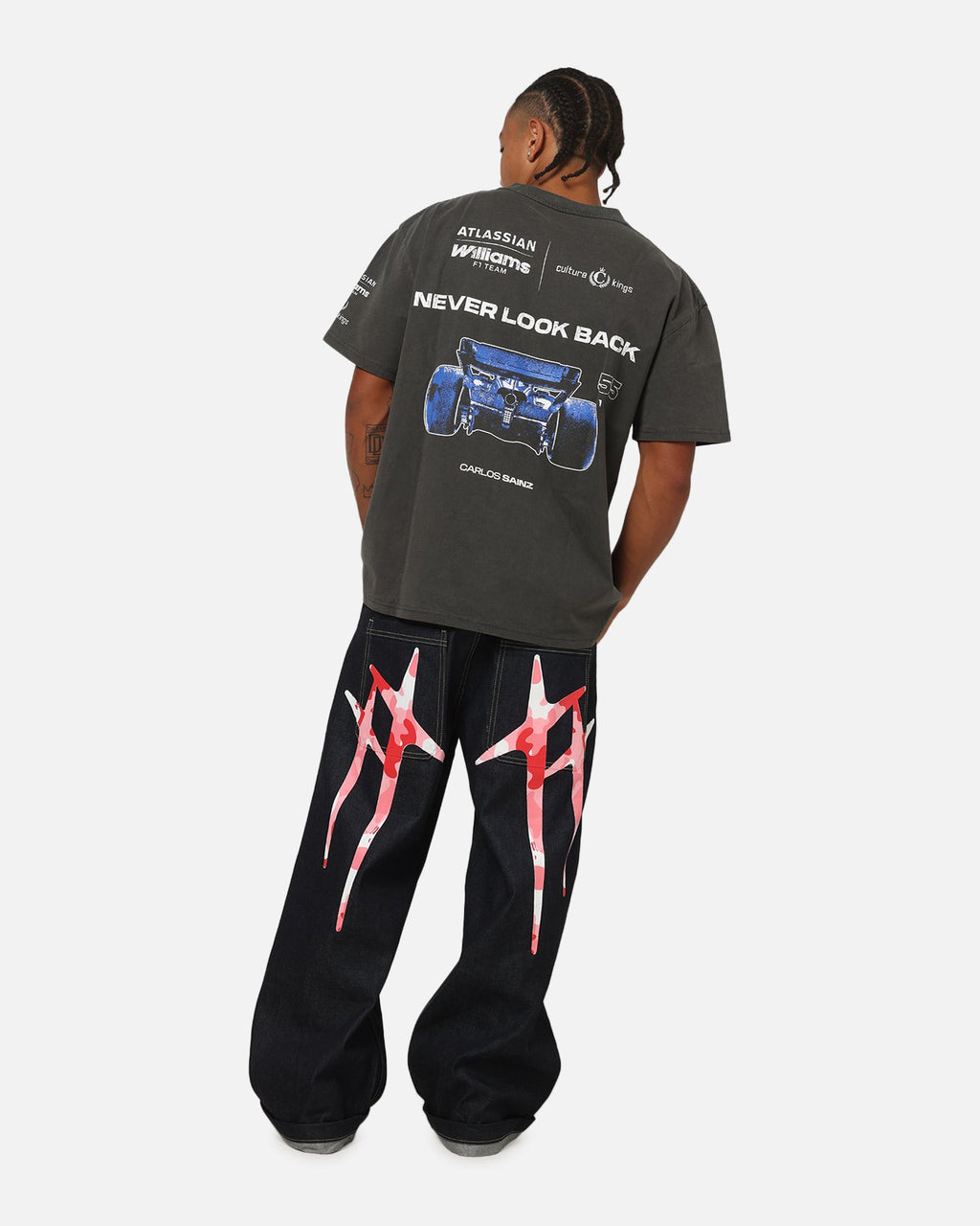 Culture Kings X Atlassian Williams F1 Team Carlos Sainz Jr. T-Shirt Black Acidwash