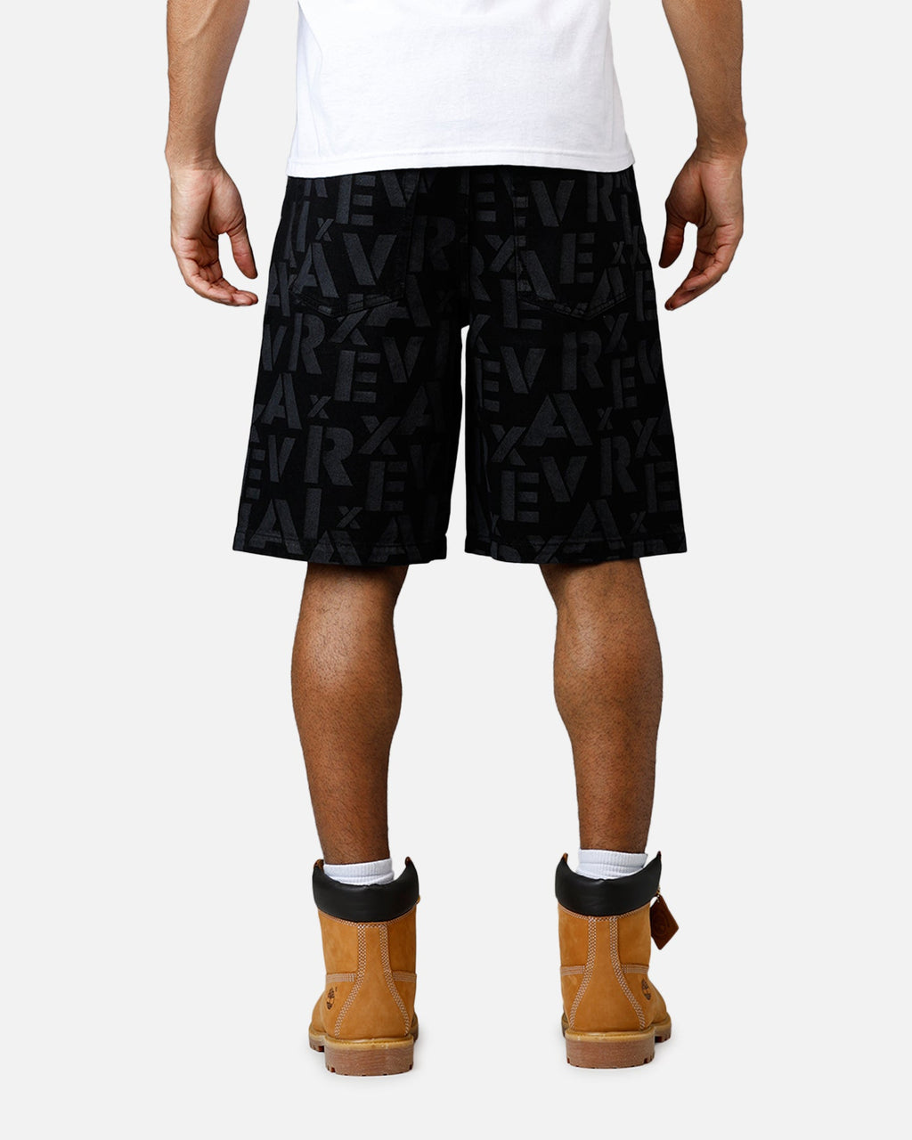 Avirex Monogram Denim Shorts Black