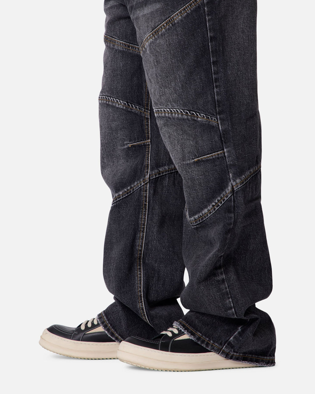 MNML Panelled Moto Denim Jeans Washed Black