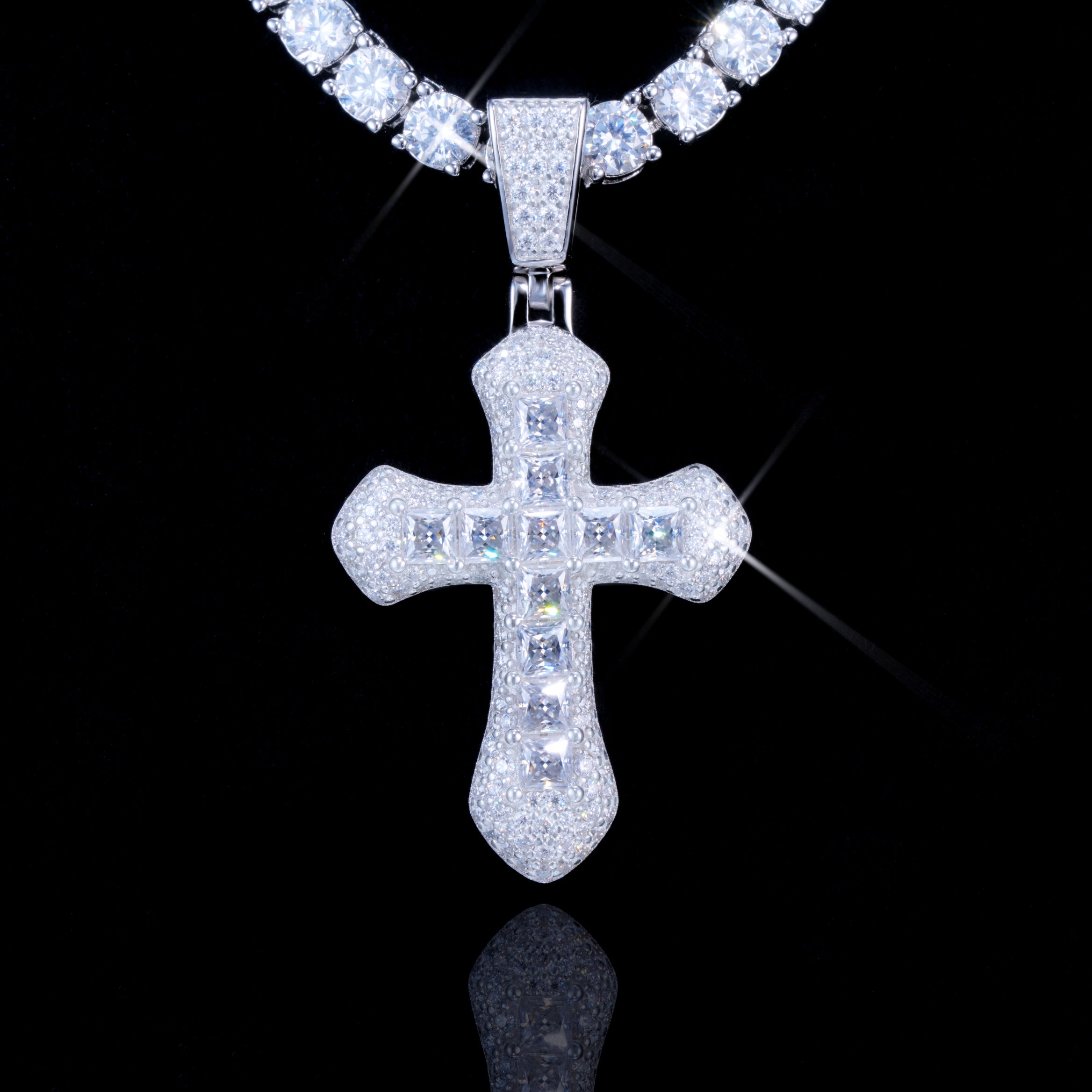 4.2 Carat VVS Moissanite Clustered Cross Necklace