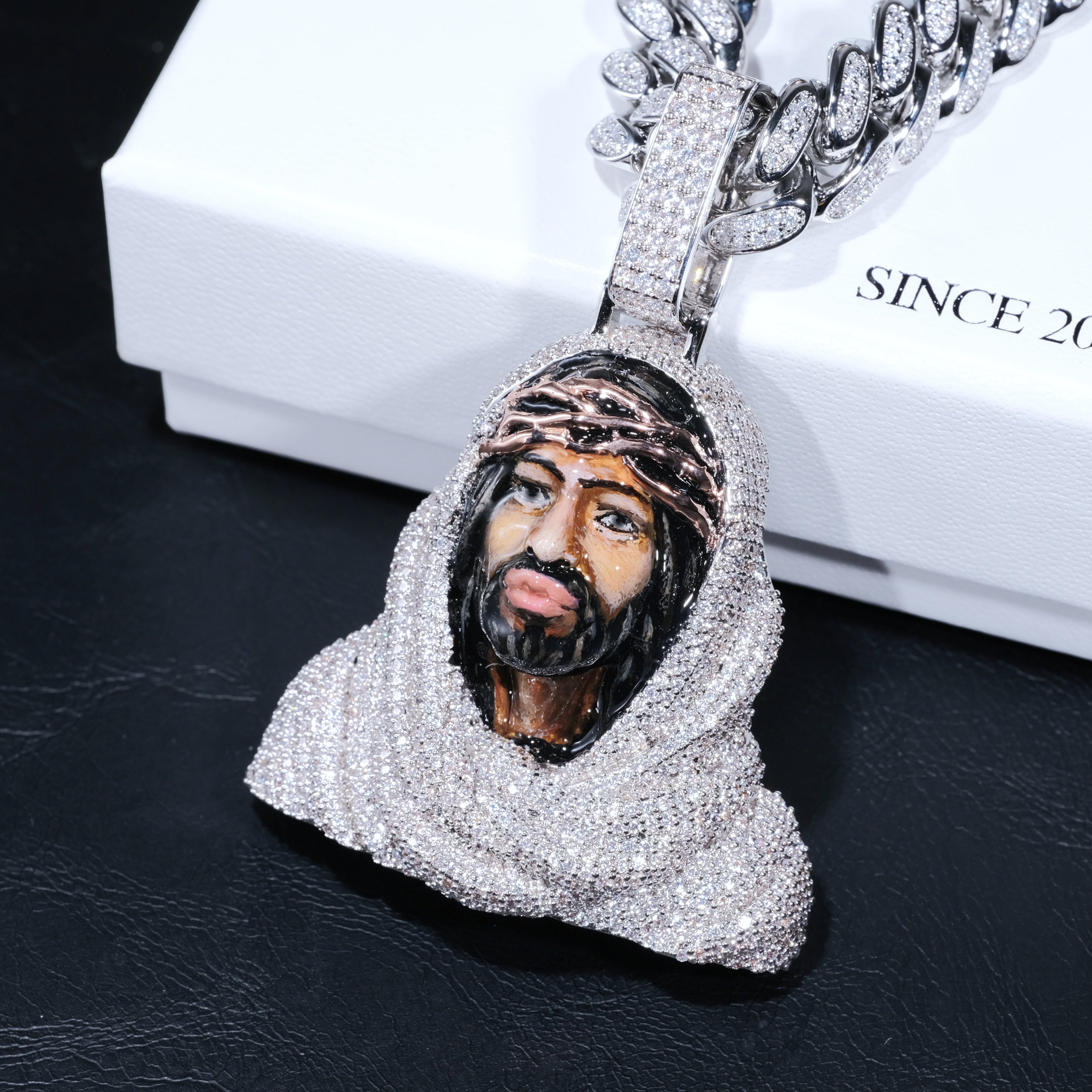 3D Enamel painting Iced Jesus Pendant