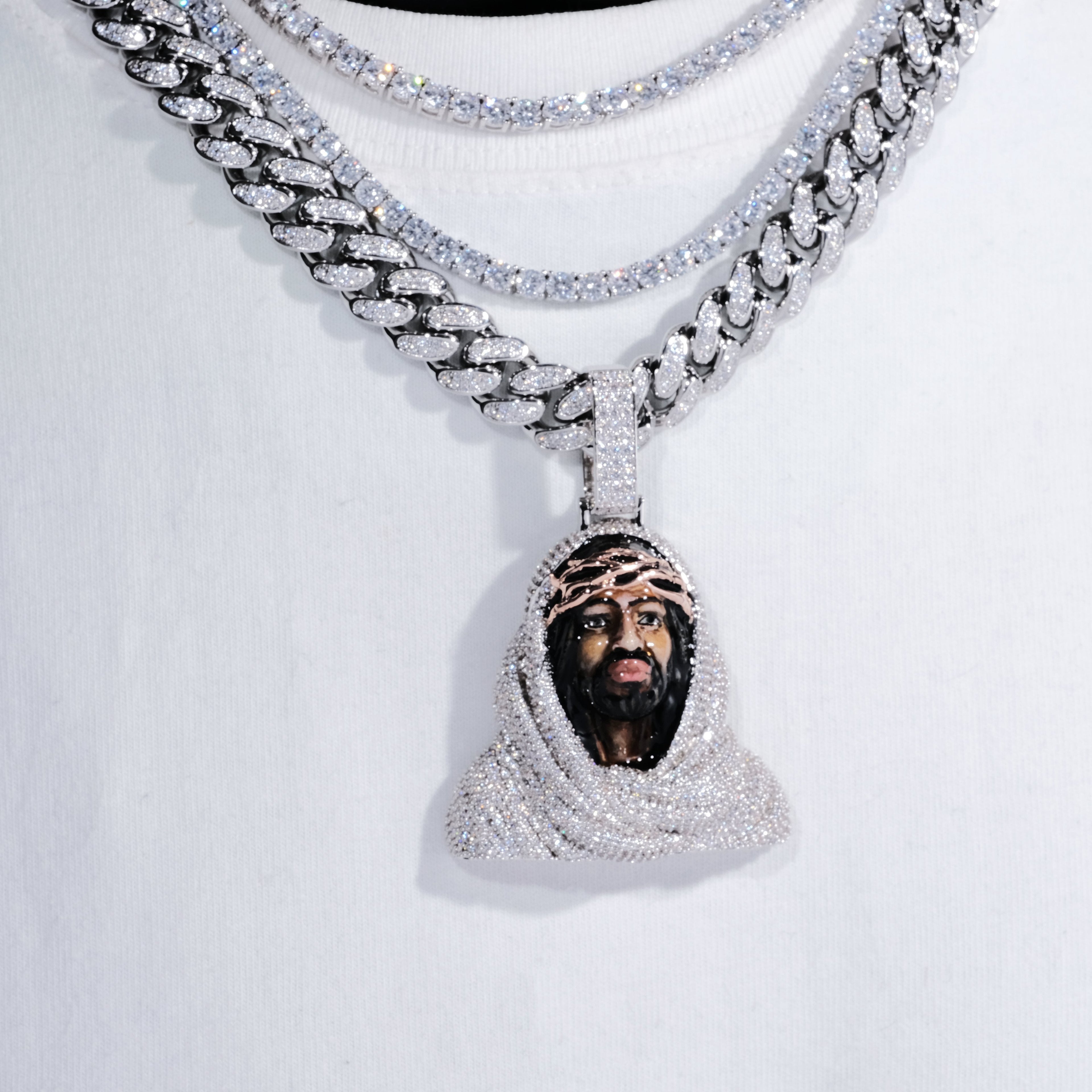 3D Enamel painting Iced Jesus Pendant