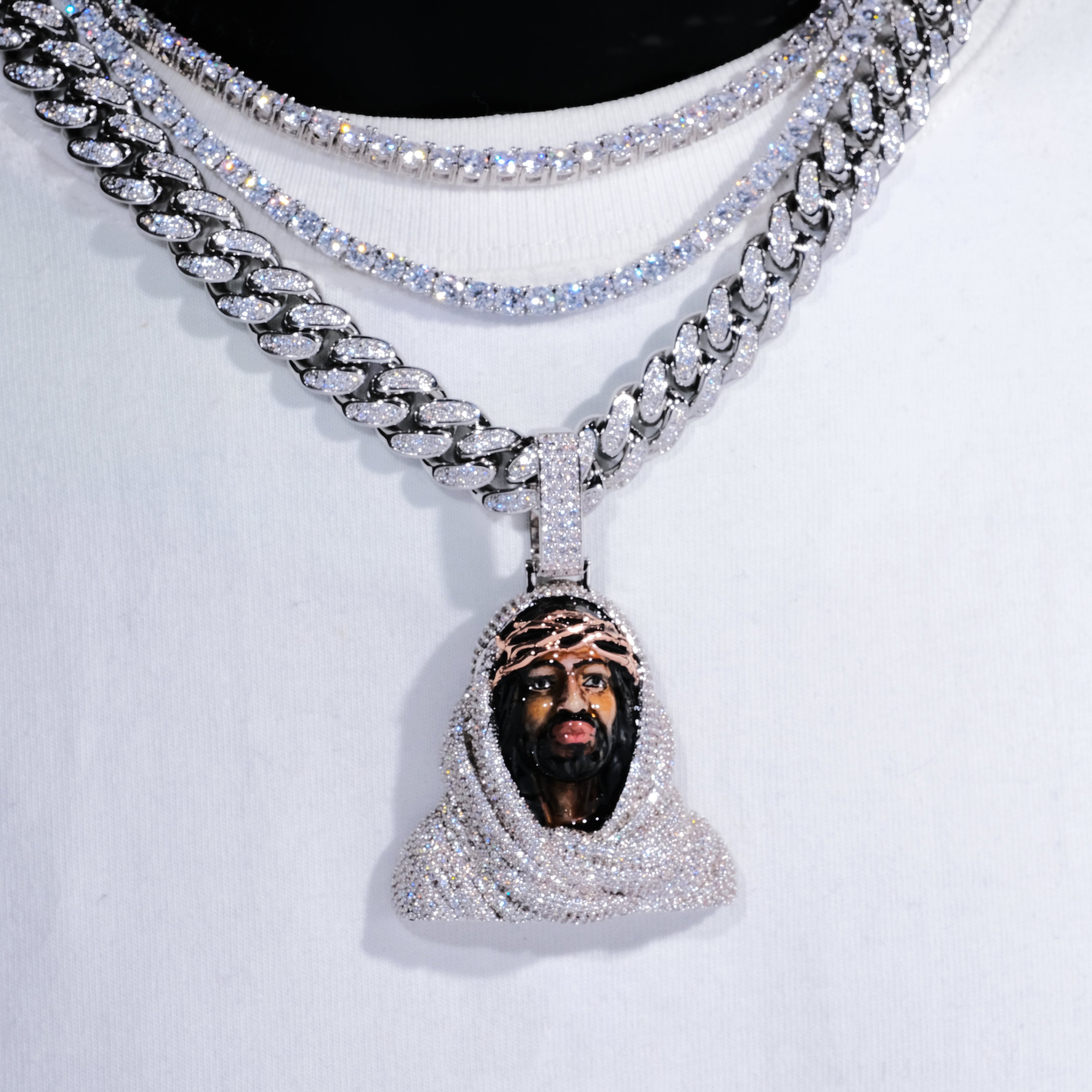 3D Enamel painting Iced Jesus Pendant