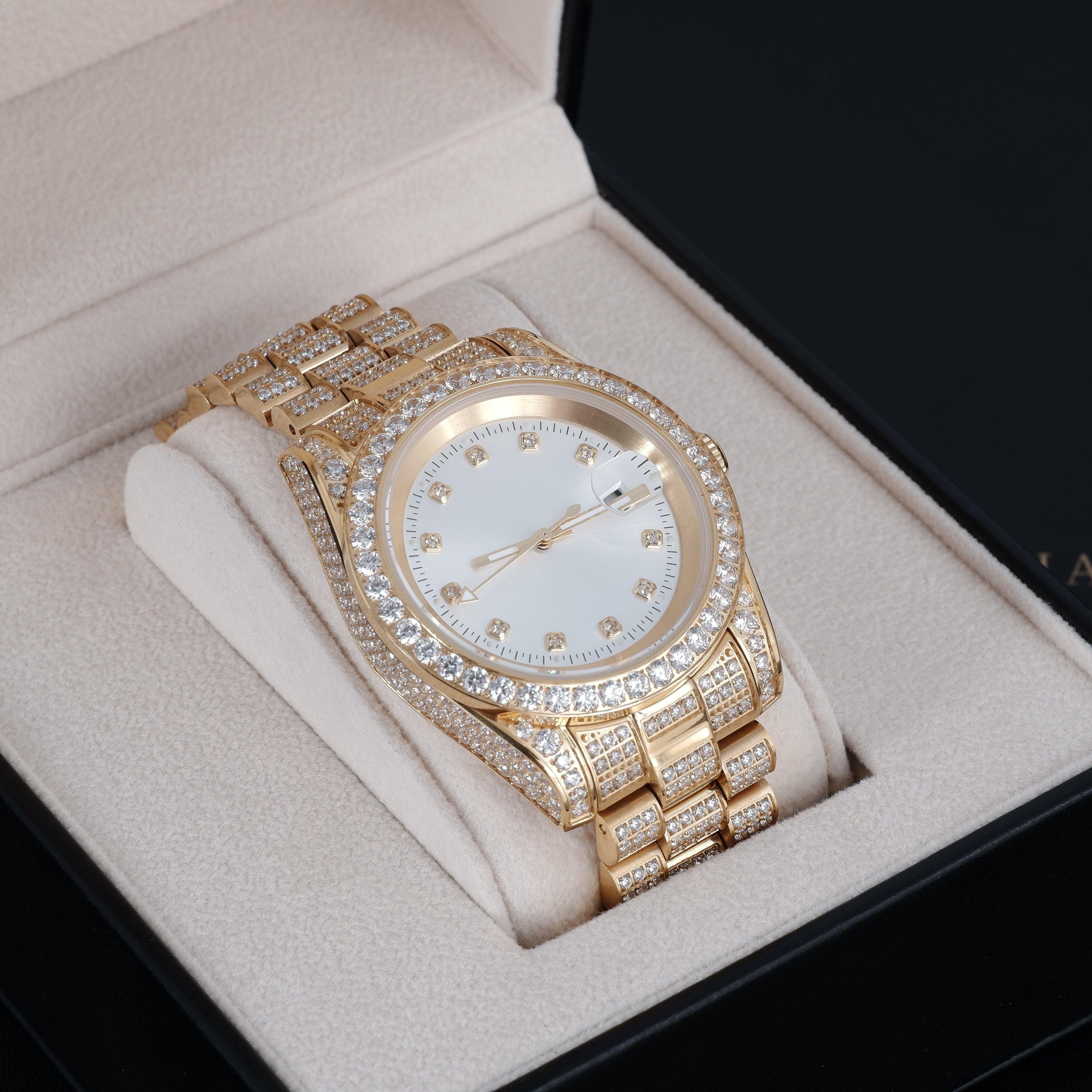 GUU Iced Watch White Dial in Gold
