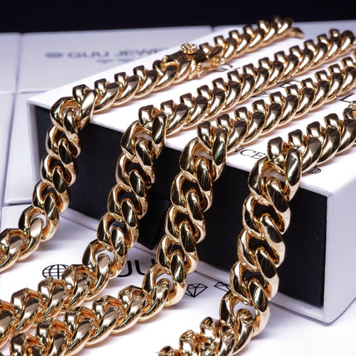 12mm 18K Gold-Plated Classic Miami Cuban Link