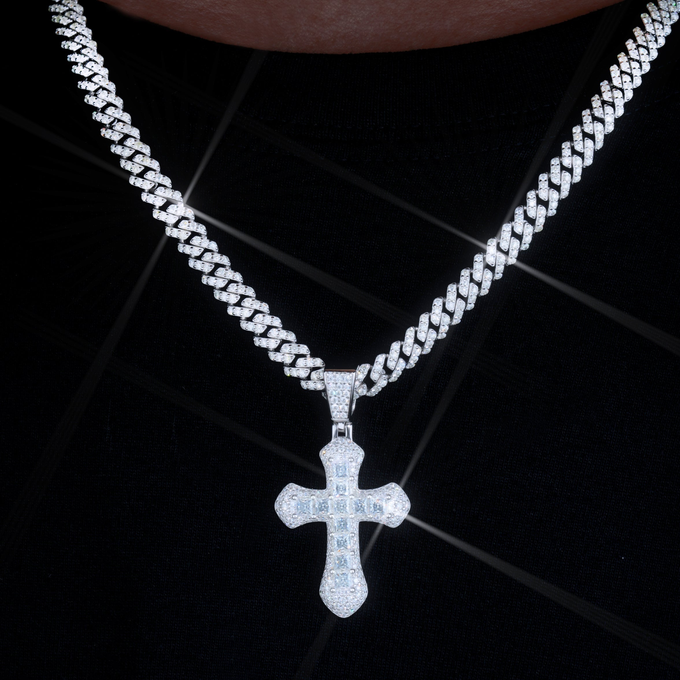 4.2 Carat VVS Moissanite Clustered Cross Necklace